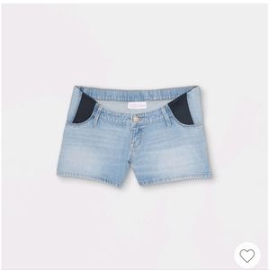 Side Panel Midi Maternity Jean Shorts